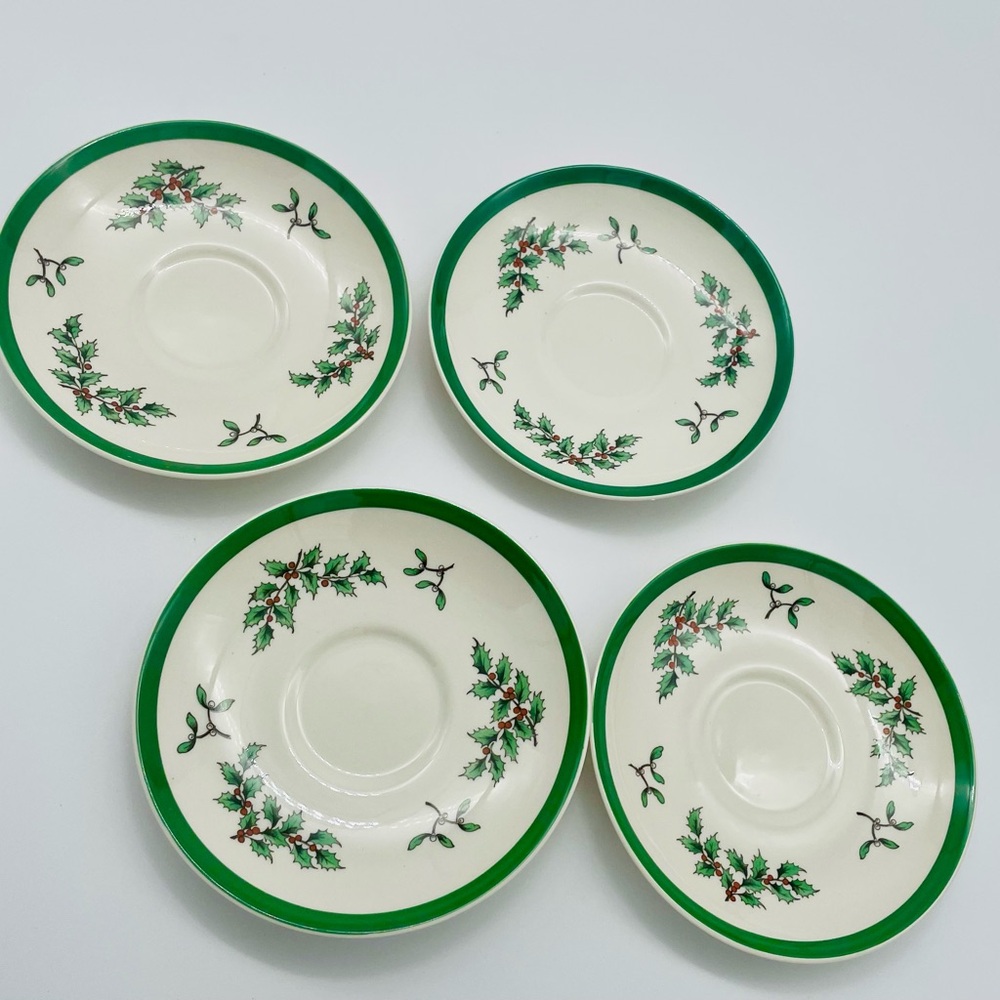 Spode Set of 4 Christmas Tree Pattern Saucers